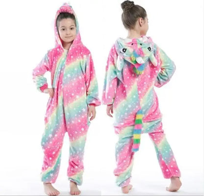 New Children Pajamas Winter Sleepwear Boys Onesies Girls Pyjama Set Cute Stitch Unicorn Skeleton Animal Kids Pijamas Jumpsuit