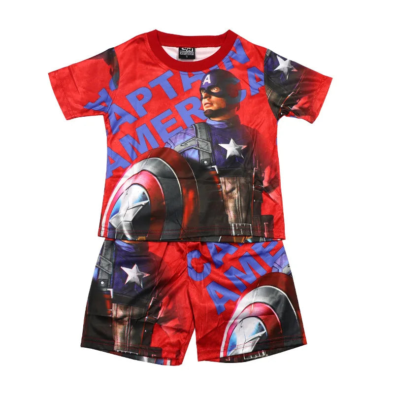 Children Pajamas Set Short Sleeve T Shirt Shorts Superhero Spiderman Costume Pyjamas Kids Boy Girls Pijamas Cartoon Baby Sleepw