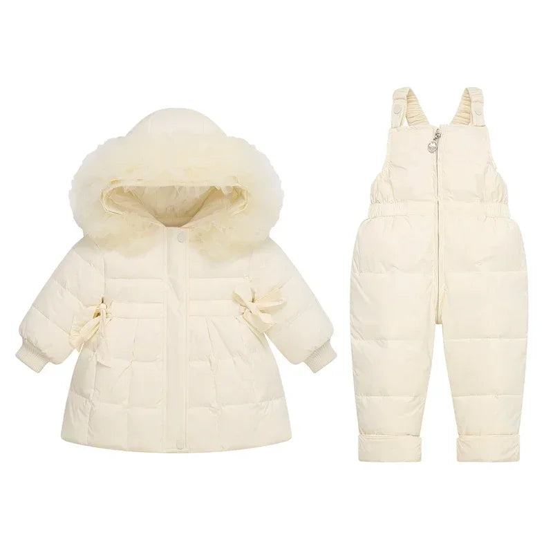 Winter Children`s Clothing Set 2Pcs Girl Down Jacket 2025 New Baby Snowsuit Clothes Overalls for kids Toddler Jumpsuit Coat 1-4Y