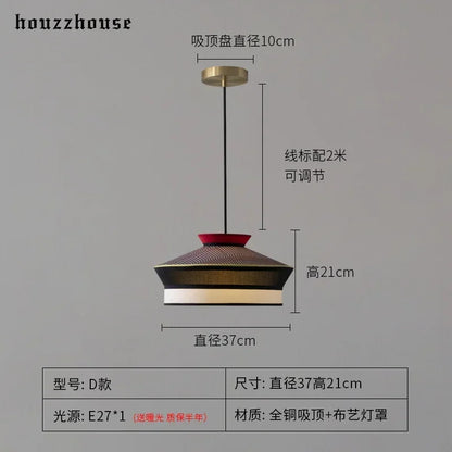 Japanese Minimalist Wabi-sabi Fabric Art Decorative Pendant Ligths LED E27 Modern Interior Lighting Restaurant Bedroom Homestay