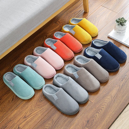 Winter Warm Fur Slippers Men Women Couples House Non-slip Soft Shoes Casual Flat Heel Home Indoor Bedroom Plush Slippers