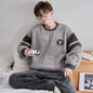 2025 New Winter Plus Size Long Sleeve Thick Warm Flannel Pajama Sets For Men Cute Cartoon Sleepwear Pyjama Homewear Home Clothes