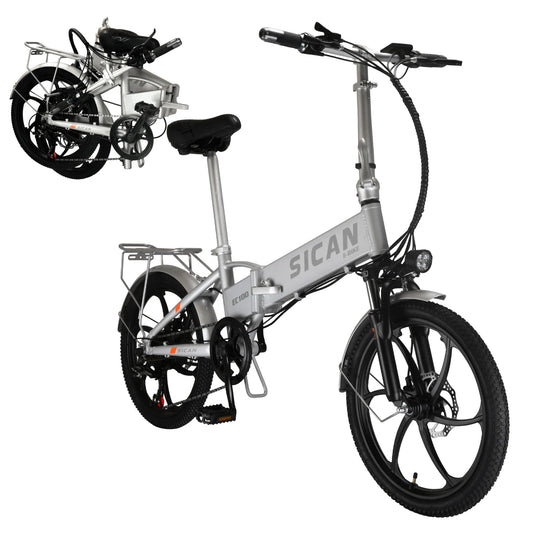 48V 12Ah 20" Folding Electric Bicycle For Adults Teens, Commuter City E-Bike With 500W Motor And 48V 12Ah Battery, Height Adjust