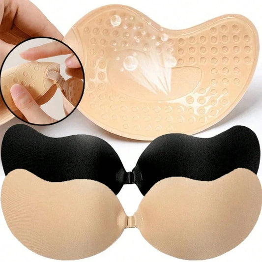 FINETOO 1Pair Women Invisible Underwear nubra Breast Patch Tow-Color Hypoallergenic Mango Cup bra Silicone Non-Falling Off Thin