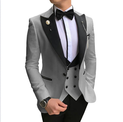 Men 3 Pieces Suits For Men Custom Made Groom Groomsmen Tuxedos Wedding Men Suit Terno Masculino(Jacket+Pant+Vest)