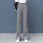 Big Size Thick Wool Blend Straight Pants Korean style Woolen Wide Leg Pants Womens Winter Casual New High Waist Loose Trousers