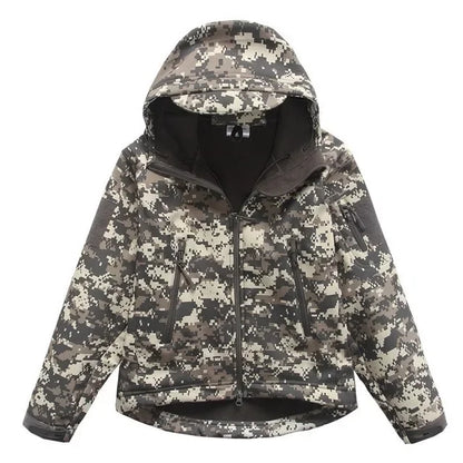 Autumn Winter Childrens Climbing Thick Warm Soft Coat Boy Girl Outdoor Camp Riding Hiking Windproof Waterproof Camo