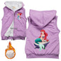 The Little Mermaid Ariel Children Vest Hoodes Sleeveless Jacket Winter Warm Baby Fur Waistcoat Outerwear Kids Girl Boy Clothes