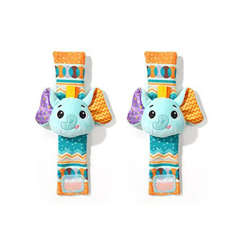 Baby Rattles Socks Toys 0 12 Months Newborn Infant Cartoon Plush Socks Wrist Strap Foot Finder and Wrist Rattles Toys for Babies