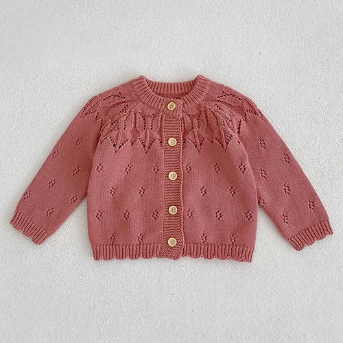 Autumn Winter Korean Style Toddler Baby Girls Sweater Coat Long Sleeved Solid Color Newborn Baby Girls Knitting Cardigan