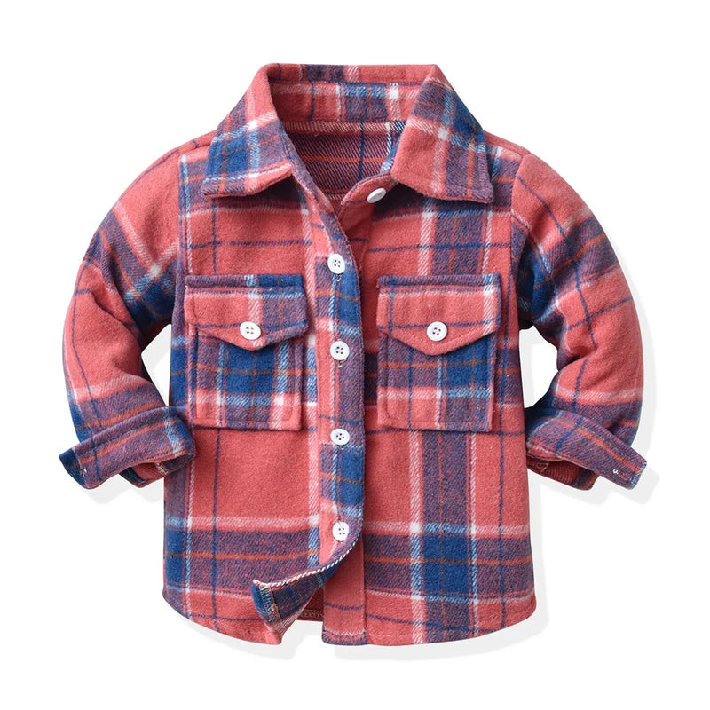 Top Newborn Uniex Baby Boys Girls Long Sleeve Flannel Shirts Single Breasted Lapel Blouse Tops Toddler Infant Clothes