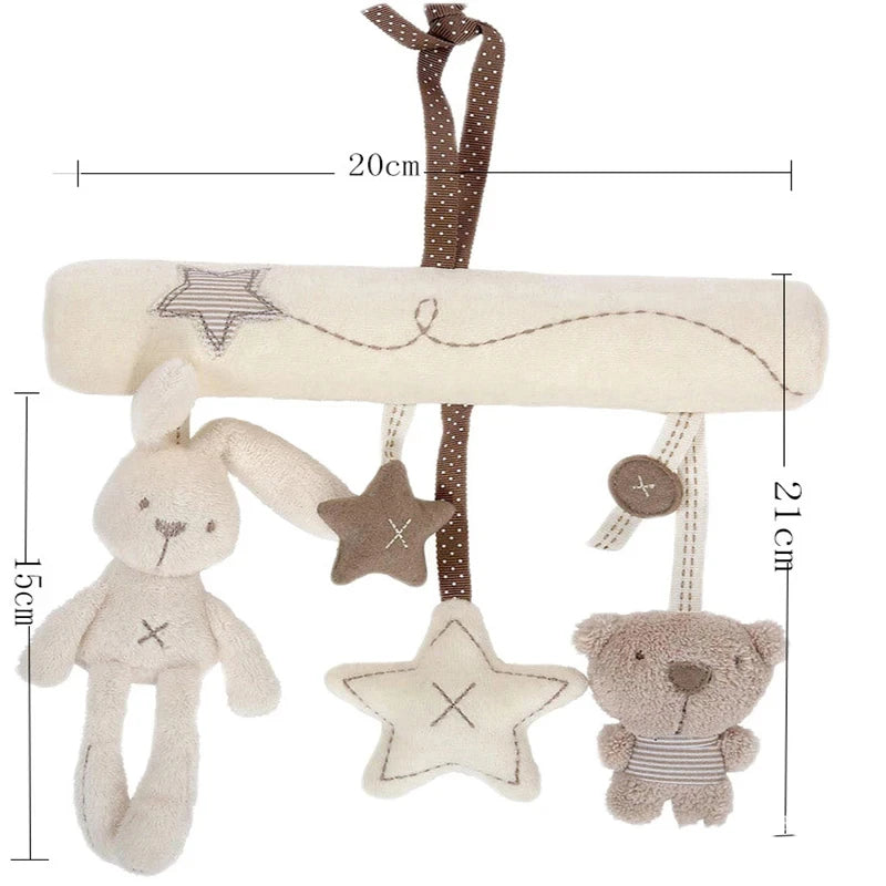 2025 New Hanging Bed Rabbit Baby Hand Bell Safety Seat Plush Toy Multifunctional Plush Toy Stroller Mobile Gifts