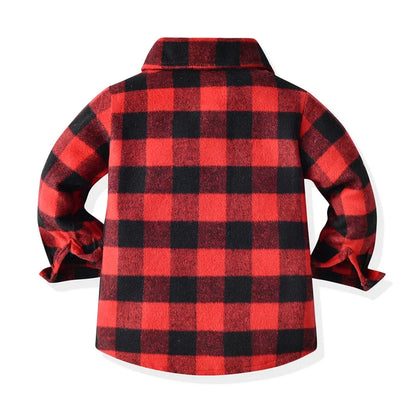 Top Autumn Winter Fashion Toddler Baby Boys Girls Long Sleeve Flannel Shirts Flaid Tops Kids Children Cotton Blouse