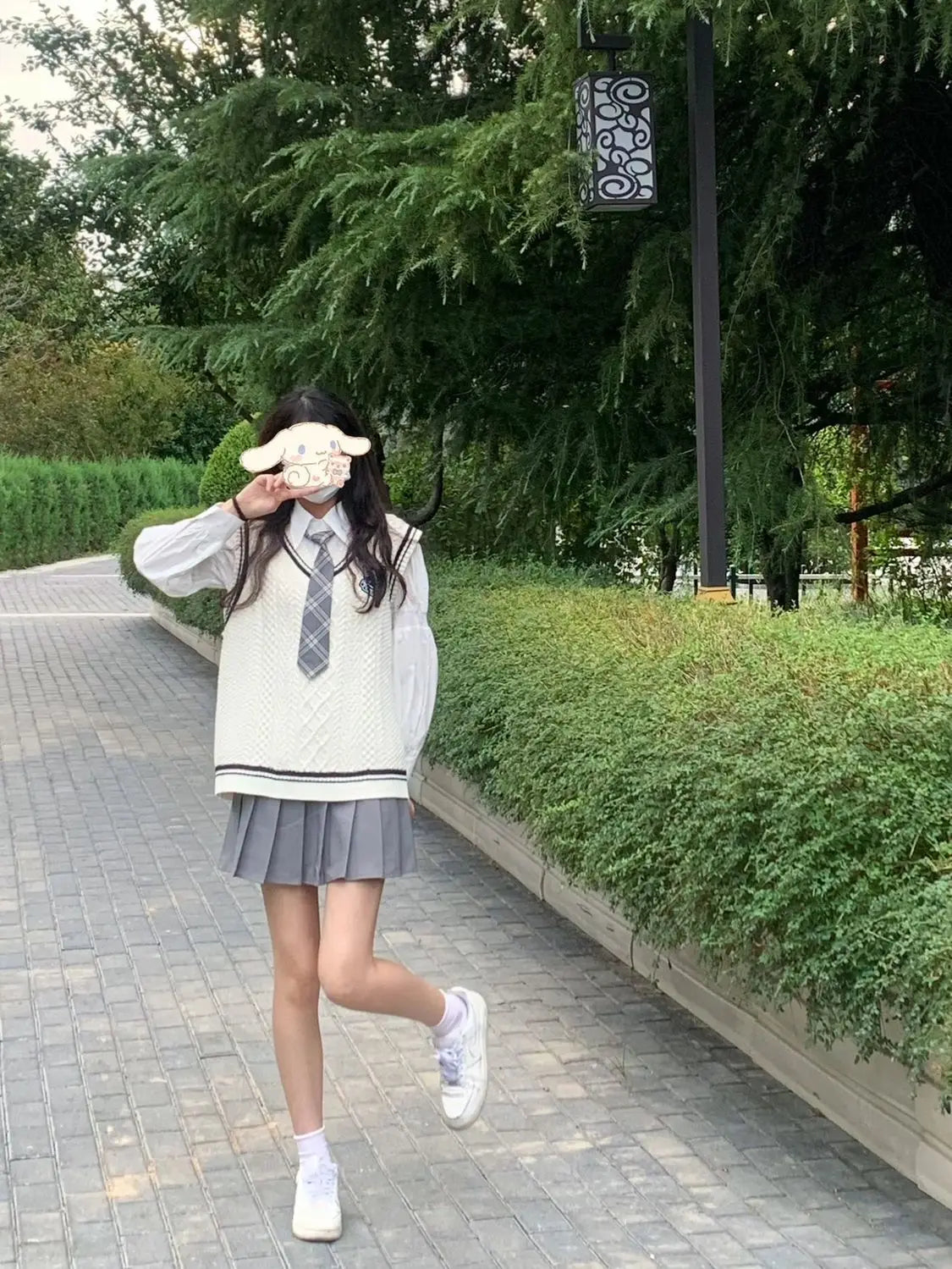 Japanese Cute School Uniform Women Korean Winter Knitting Sweater Skirt Sets V-neck Long Sleeve Jk Uniform School Girl Cosplay