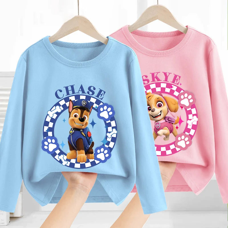 Paw Patrol Long Sleeve Autumn Winter Children Chase Skye Tops Cartoon Anime Boys & Girls Baby Base T-shirt Clothing Kids Gift