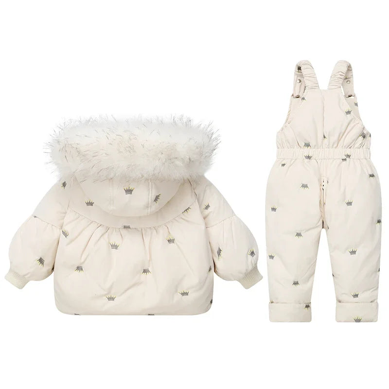 Winter Children`s Clothing Set 2Pcs Girl Down Jacket 2025 New Baby Snowsuit Clothes Overalls for kids Toddler Jumpsuit Coat 1-4Y