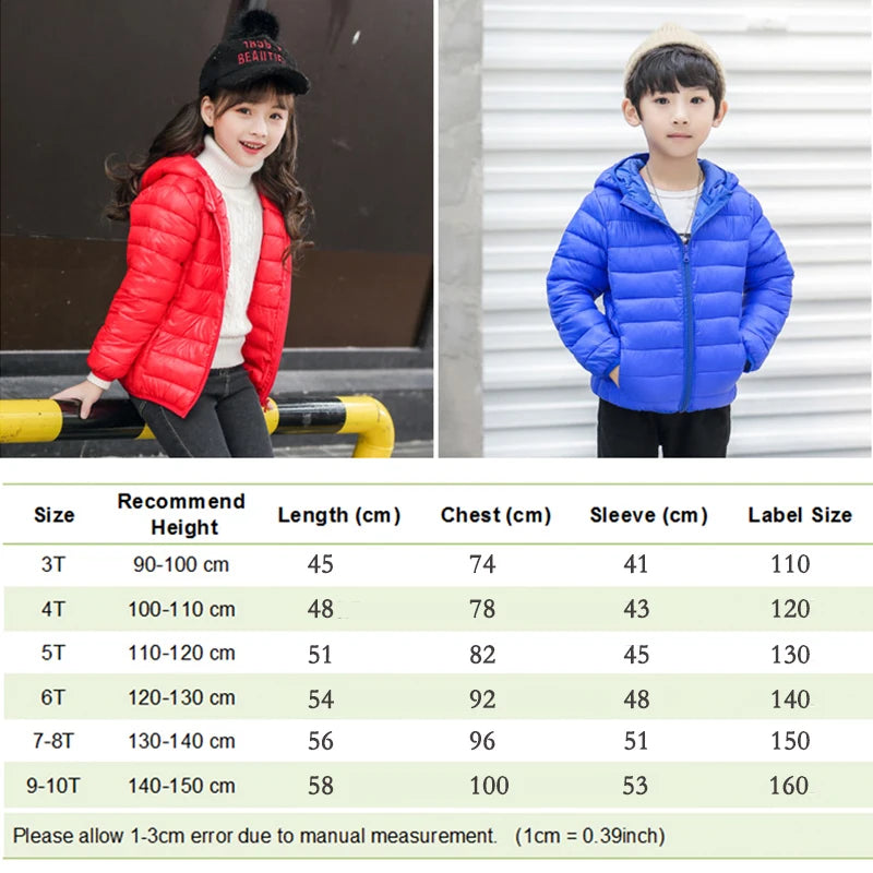 Autumn Winter Kids Down Jackets For Girls Children Clothes Warm Down Coats For Boys Toddler Girls Outerwear Children Clothes