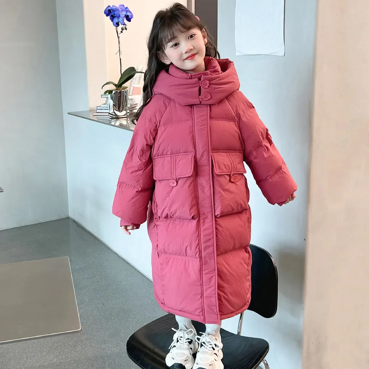 Girls Winter Coat 2025 New Fashionable Childrens Winter Cotton Jacket Little Girl Cotton Coat