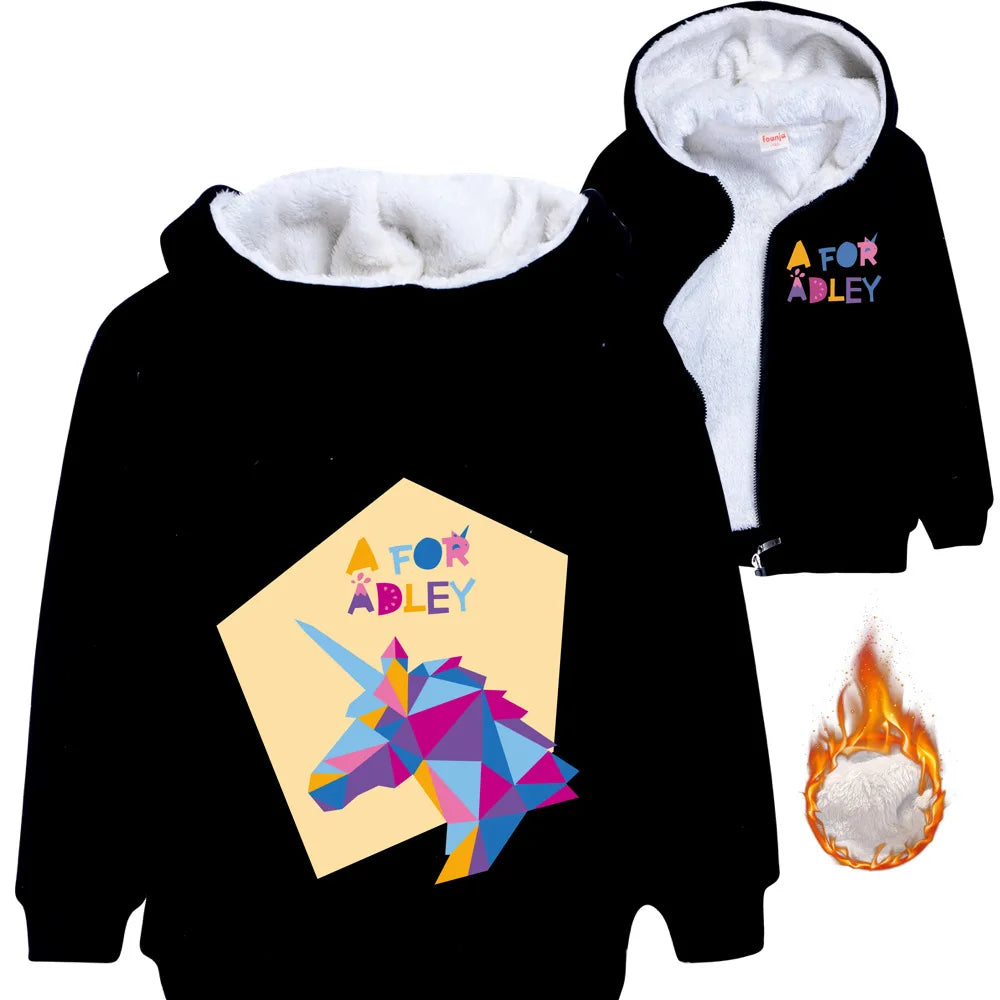 A for Adley Cartoon Boys Coat Children's Clothing for Winter Cotton Kids Parkas Little Girls Zipper Coats Toddlers Baby Jacket