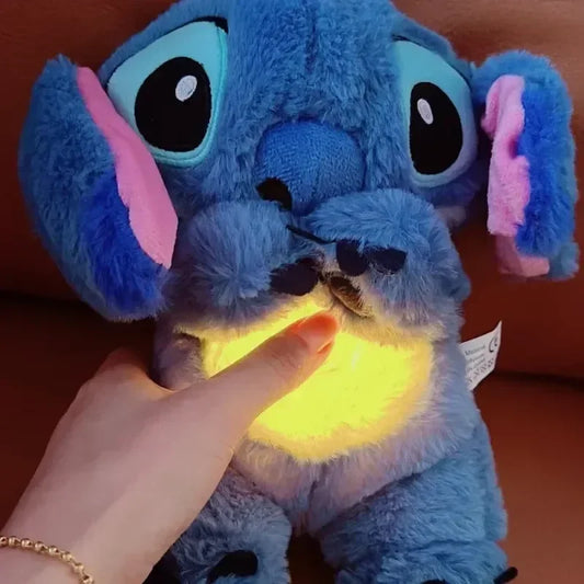 2025 New Lilo&Stitch Plush Doll Breath Child Peluche Kawaii Soothes Toy Anime Baby Music Light Sleep Toys Pink Stitch Kid Gifts (Toy)