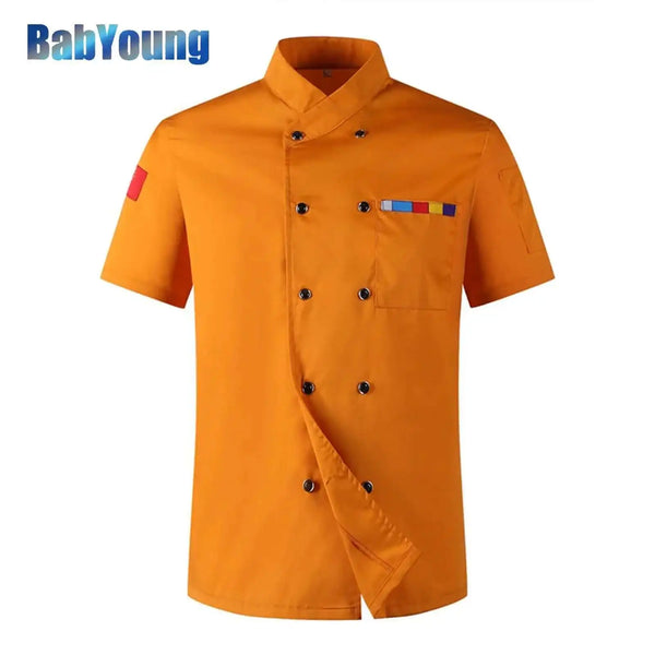 5-Colors New Wholesale Chef Jacket Hotel Chef's Uniform Short Sleeve Mesh Breathable Workwear Catering Restaurant Kitchen Bakery