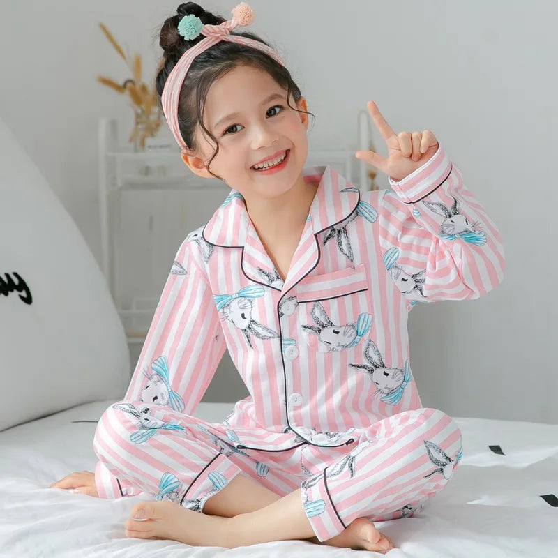 Sping Autumn Baby Girls Clothes Pajamas Sets Boy Pyjamas Kids Homewear Cotton Nightwear Children's Indoor Clothing Pijamas Suit