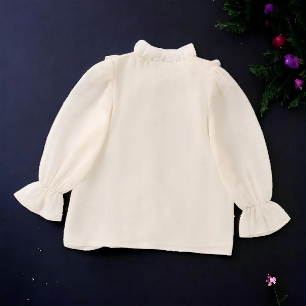 Baby Kids School Shirts for Girls Chiffon Flower Blouses Preppy Autumn Long sleeve Teenagers Children Clothes 5 8 9 11 13 Years