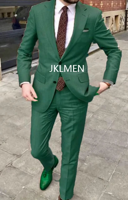 Men's Suit Handsome Casual 2 Piece Suit For Men Wedding Tuxedos Notched Lapel Groomsmen Business  Prom Blazer