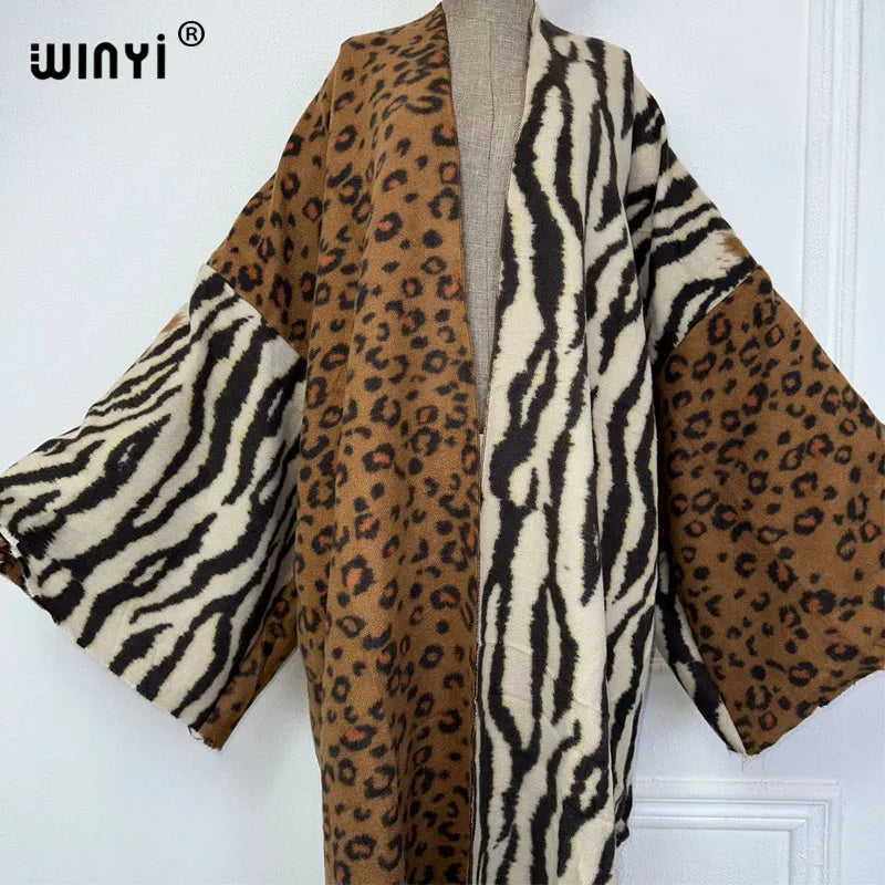 WINYI winter coat Africa women Retro print tassel Luxury Fur Loose OverCoat Thick Warm long down coat Europe cardigan new abaya