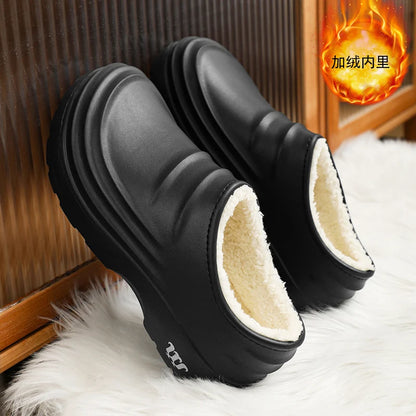 2025 New Fashion Cotton Slippers Men Winter Warm Home Cotton Shoes Waterproof Garden Shoes Indoor Slip on Concise Shoes