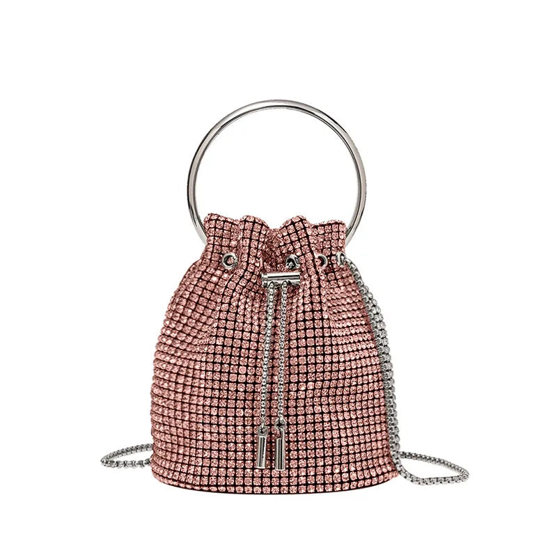 Full A rhinestone Bucket Bag Full Of Diamond bag fashion studded Joker slung hand bill of lading shoulder dinner bag