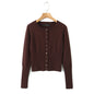 Sexy cardigan women Fall korean fashion vintage clothes cropped sweaters women long sleeve top knitted button up cardigan brown