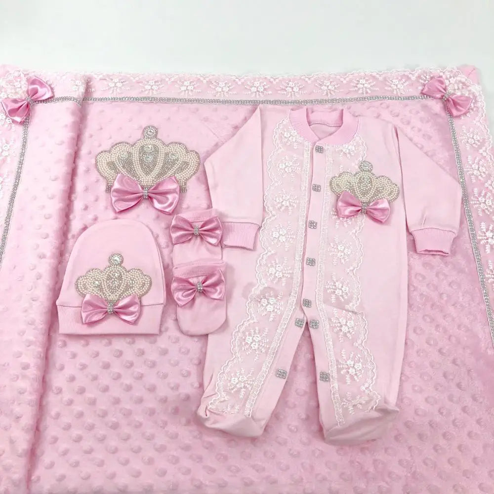 5pcs Newborn Baby Boy Girl Outfits Set Kids Clothing Real Cotton Infant Care Products Body Suit Shirt Pants