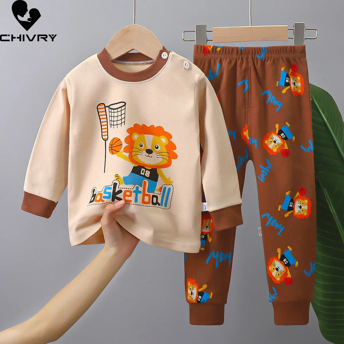 2025 New Kids Autumn Warm Pajamas Baby Boys Girls Cartoon Dinosaur Long Sleeve T-Shirt with Pants Pyjamas Toddler Clothing Sets