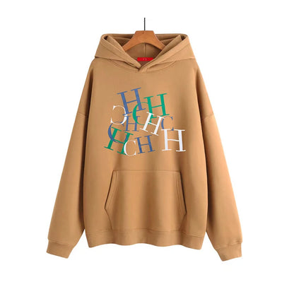 CHCH Autumn Winter Women's Hoodies Warm Oversize Luxury Print Letters Fleece Loose High Quality Hooded Sweatshirt