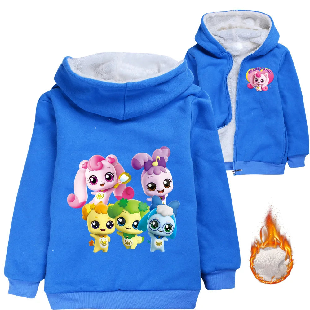 Little Pony Unicorn Winter Hooded Sweater Warm Zipper Jacket for Kids Boy Girl