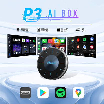 OttoAIBOX P3 CarPlay AI Box Wireless Android Auto for mini HDMI TV Box Car Accessories for Toyota Kia Hyundai VW