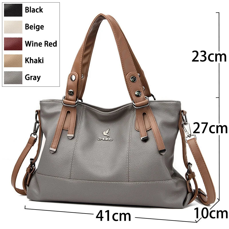 Luxury High Quality Soft Leather Handbags Designer Retro Crossbody Bags for Women Large Capacity Ladies Shoulder Messenger Bag