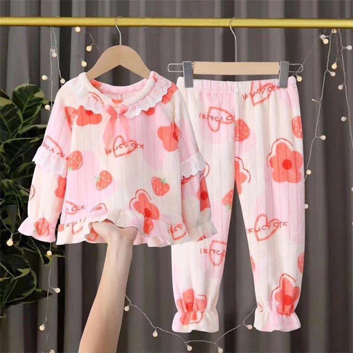 2025 Children Fleece Pajamas Warm Flannel Sleepwear Girls Boy Nightwear Coral Fleece Kids pijamas Homewear Winter Pyjama