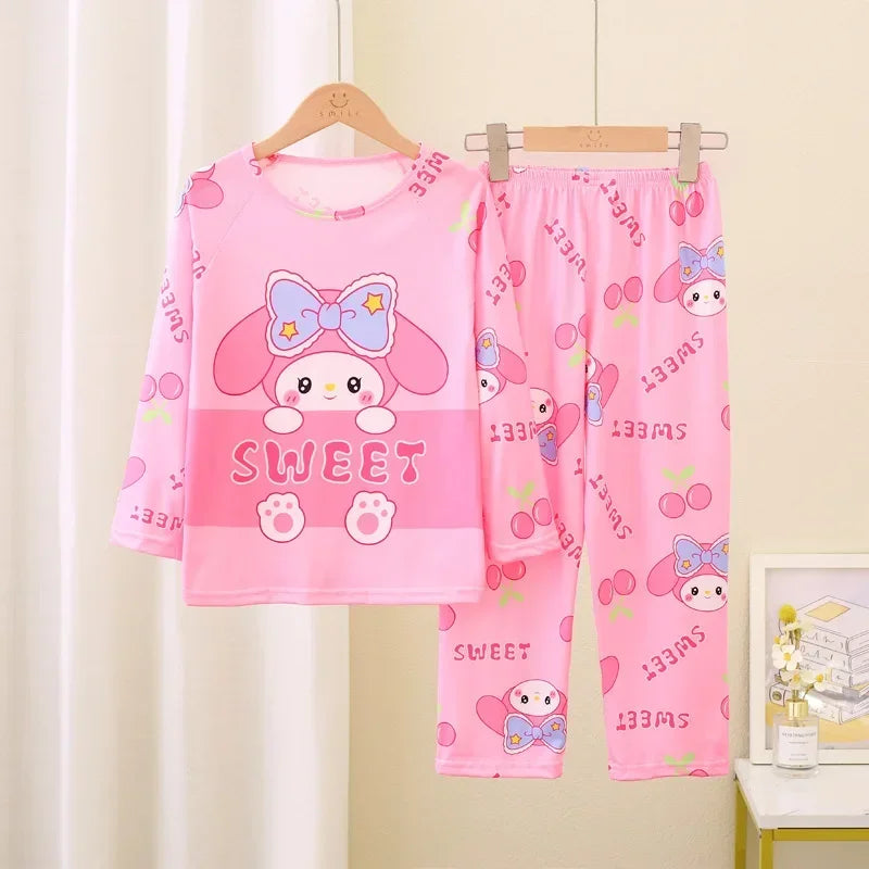 Miniso Winter Autumn Children's Pajamas Set 2025 Cute Anime Cartoon Kids Pijama Boy Girl Sleepwear Long-Sleeved Pants Loungewear