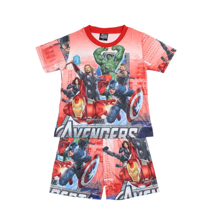 Children Pajamas Set Short Sleeve T Shirt Shorts Superhero Spiderman Costume Pyjamas Kids Boy Girls Pijamas Cartoon Baby Sleepw