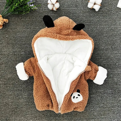 3 6 12 18 24 36 Month Newborn Clothes Cute Panda Plush Baby Boys Jacket Winter Warm Hooded Coat For Girl Little Princess Outwear