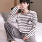 Men Winter Warm Flannel Pajama Sets Long Sleeve Thick Homewear For Men Coral Velvet Cute Cartoon Sleepwear Suit Pyjamas Homewear