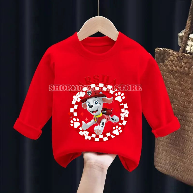 Paw Patrol Long Sleeve Autumn Winter Children Chase Skye Tops Cartoon Anime Boys & Girls Baby Base T-shirt Clothing Kids Gift