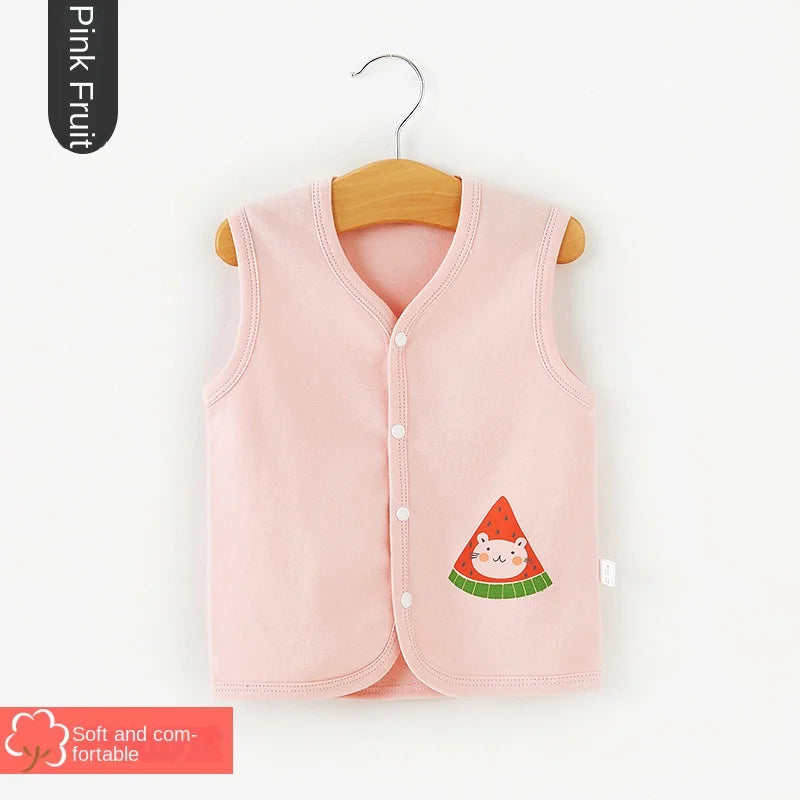 Baby Vest Spring and Autumn Thin Cotton Girls' Sweetheart Waistwear Neonatal Belly Care Boys' Horse Jacket Children's Vest