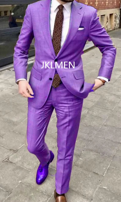 Men's Suit Handsome Casual 2 Piece Suit For Men Wedding Tuxedos Notched Lapel Groomsmen Business  Prom Blazer