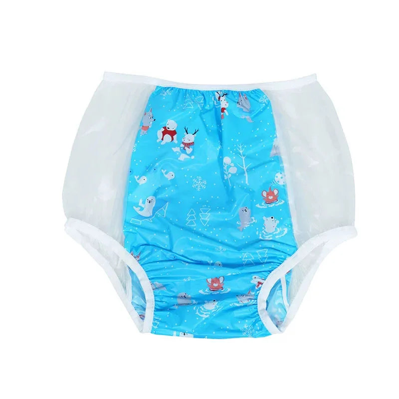 ABDL PVC Transparent Plastic Underpants Soft Silent Reusable Waterproof Adult Baby Diaper Pants Coat Incontinence Panties