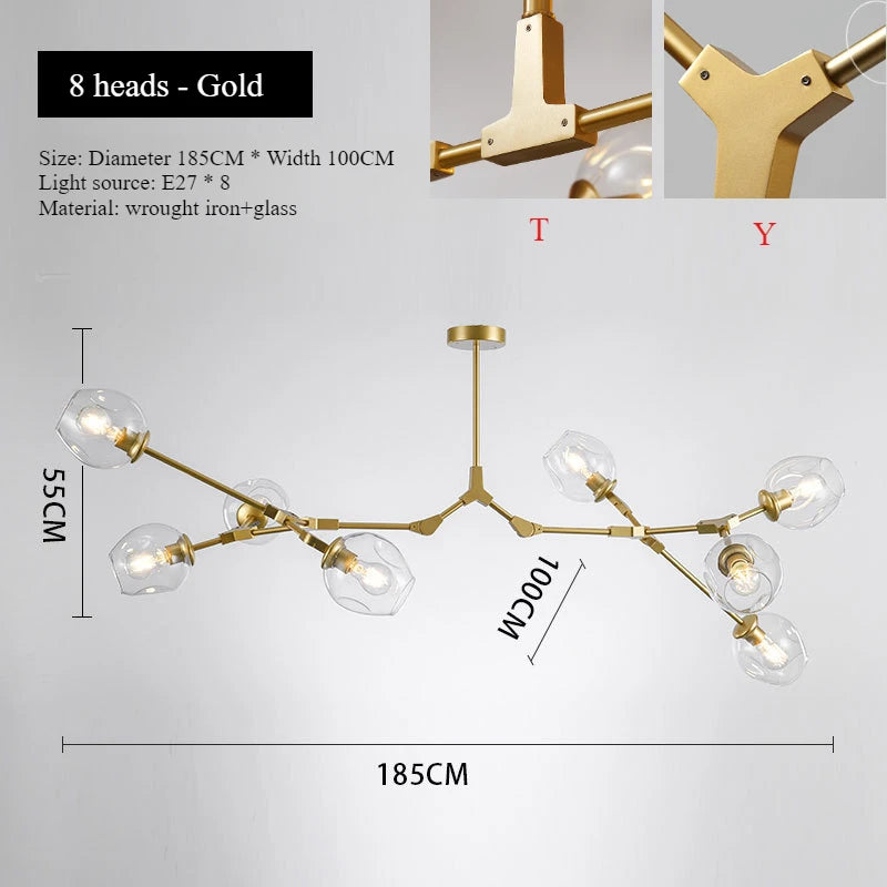 Nordic Chandeliers Dining Table Lighting for Living Room Decor Glass Pendant Ligths Bedroom Decoration Kitchen Island Led Lamps