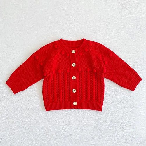 Autumn Winter Korean Style Toddler Baby Girls Sweater Coat Long Sleeved Solid Color Newborn Baby Girls Knitting Cardigan