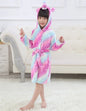 3-12Years Winter Autumn Children's Sleepwear Unicorn Cartoon Bath Robe for Adult Boys Girls Pijamas Hooded Kids Bathrobes